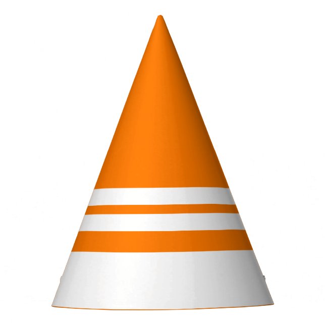 Fun Bright Colourful Orange White Racing Stripes Party Hat (Front)