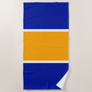 Fun Bright Orange Royal Blue White Racing Stripes Beach Towel