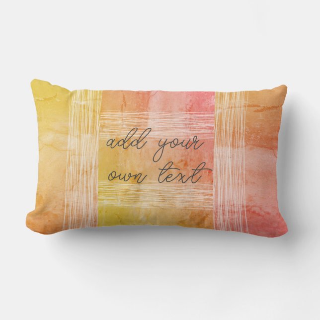 fun bright painted design add  text yellow &  pink lumbar cushion (Front)