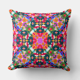Fun Bright Pattern Modern Eclectic Dopamine Decor  Cushion
