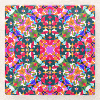 Fun Bright Pattern Modern Eclectic Dopamine Decor Glass Coaster