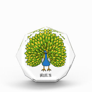 Fun bright peacock bird illustration photo block
