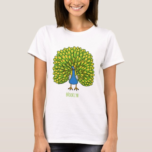 Fun bright peacock bird illustration  T-Shirt (Front)