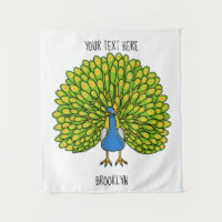Fun bright peacock bird illustration