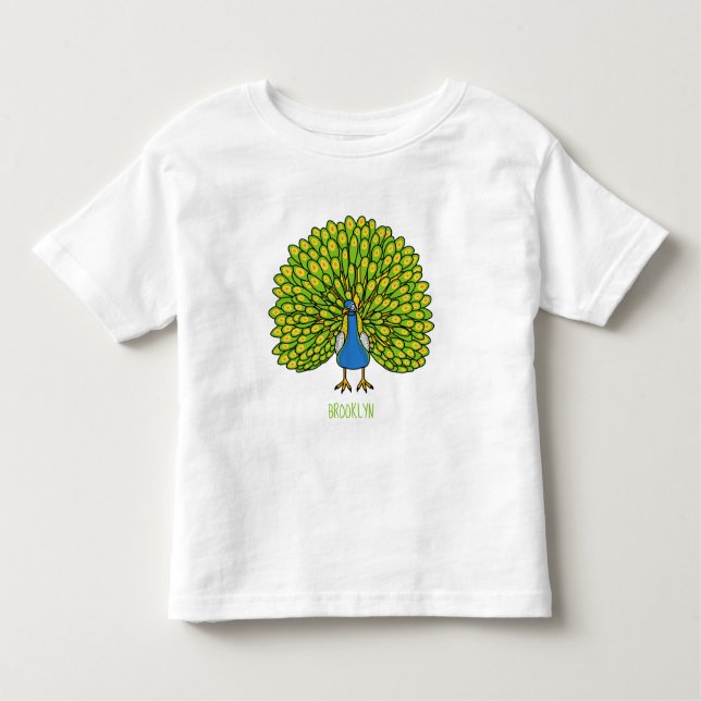 Fun bright peacock bird illustration toddler T-Shirt (Front)