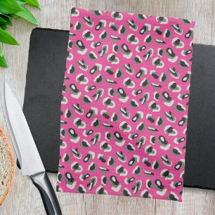 Fun Bright Pink Camo/Animal Print Tea Towel