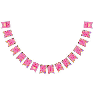 Fun, Bright Pink Cupcake Happy Birthday Bunting