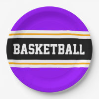 Fun Bright Purple Black Yellow BASKETBALL Stripes