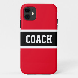 Fun Bright Red Black Stripes Bold COACH Text Case-Mate iPhone Case
