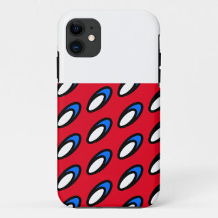 Fun Bright Red White Blue Tiled Discs White Top Case-Mate iPhone Case
