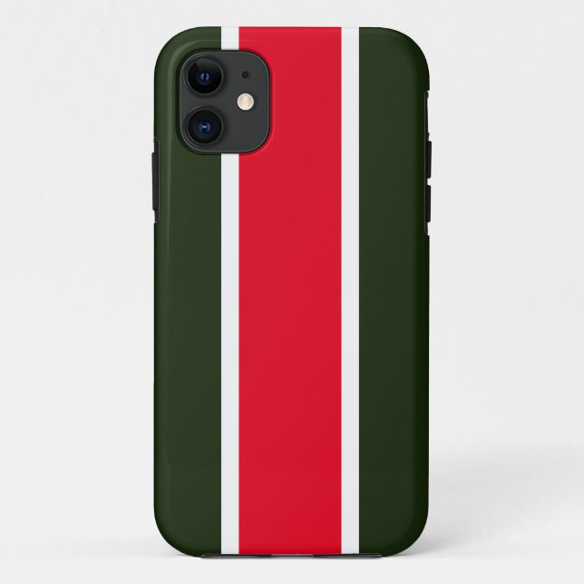 Fun Bright Red White Forest Green Racing Stripes Case-Mate iPhone Case (Back)