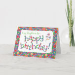 Fun Bright Spots on Blue Daughter-in-law Birthday Card<br><div class="desc">A colourful  Birthday Card for a Daughter-in-law,  with multicoloured lettering and a bright,  bubbly,  spotty pattern. You can change the inside message if you wish.</div>