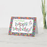 Fun Bright Spots on Blue, Granddaughter Birthday Card<br><div class="desc">A colourful  Birthday Card for a Granddaughter,  with multicoloured lettering and a bright,  bubbly,  spotty pattern. You can change the inside message if you wish.</div>