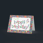Fun Bright Spots Pattern on Blue Sister Birthday Card<br><div class="desc">A colourful  Birthday Card for a Sister,  with multicoloured lettering and a bright,  bubbly,  spotty pattern. You can change the inside message if you wish.</div>