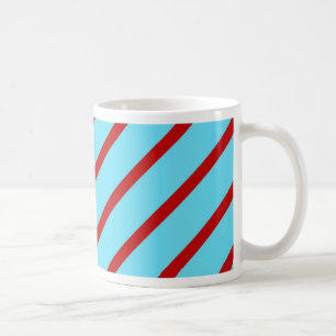 Fun Bright Teal Turquoise Red Diagonal Stripes Coffee Mug