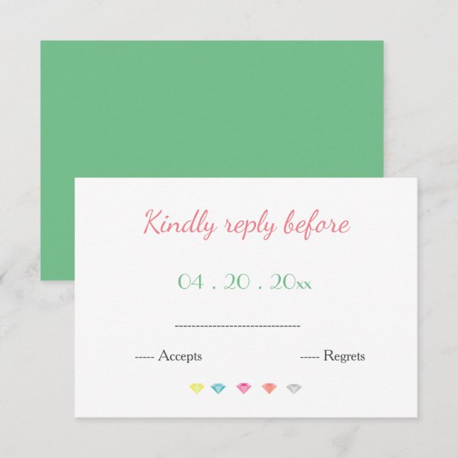 Fun & Bright Wedding Response RSVP CARD (Front/Back)