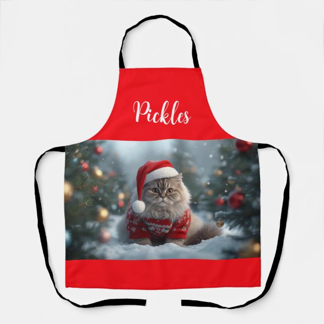 Fun British Shorthair Cat Christmas Personalised Apron (Front)