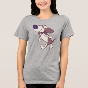 Fun Brown And Cream Cartoon Dog Walking Tri-Blend Shirt