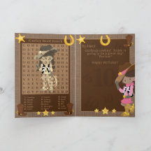 Fun Brown Girls Cowboy Word Search Happy Birthday