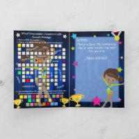 Fun Brown Girls Gymnastics Secret Message Birthday