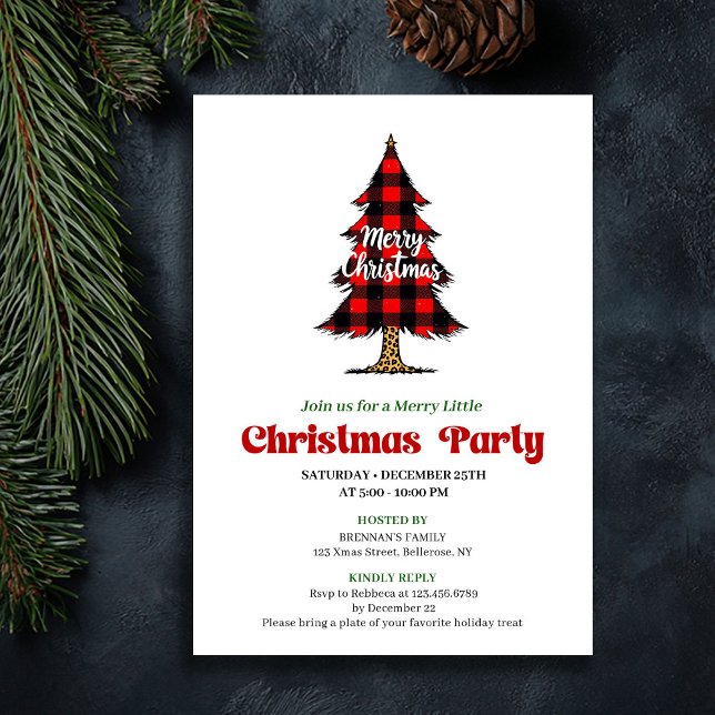 Fun Buffalo Check Christmas Tree Digital Invite (Fun Buffalo Check Christmas Tree Digital Invite)