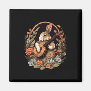 Fun Bunny Playing Banjo Guitar Music Rabbit Happy  Magnet