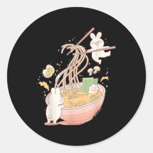 Fun Bunny Rabbit Ramen Noodle Soup Anime Kawaii Ae Classic Round Sticker
