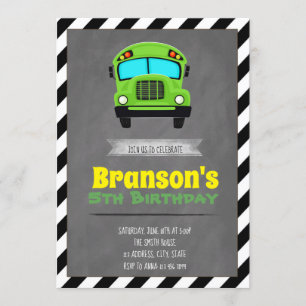Fun bus birthday party invitation