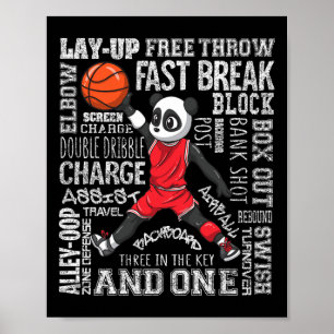 Fun Bysketbyll Boys Girls Cute Panda Gifts Kids Poster