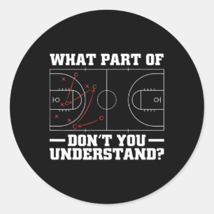 Fun Bysketbyll Coach For Men Women Tactic Diagram Classic Round Sticker