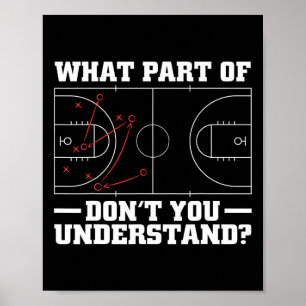 Fun Bysketbyll Coach For Men Women Tactic Diagram Poster