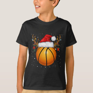 Fun Bysketbyll Reindeer Santa Hat Christmas Holida T-Shirt