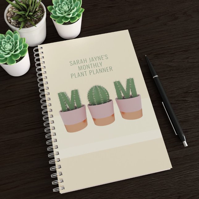 Fun Cactus Mum Custom Succulent Plant Planner (Plant parent? Need a handy planner to help you with your seedlings? Just add your name)