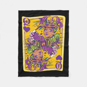 Fun Cajun Queen Of Hearts Mardi Gras Design Fleece Blanket