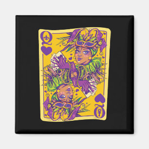 Fun Cajun Queen Of Hearts Mardi Gras Design  Magnet