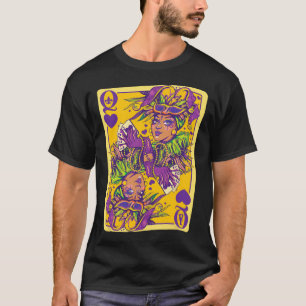 Fun Cajun Queen Of Hearts Mardi Gras Design  T-Shirt