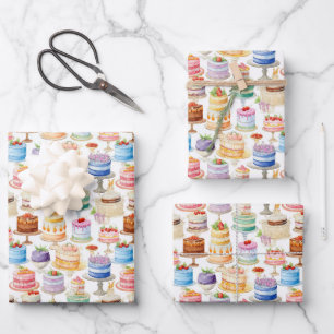Fun cake party tiled pattern  wrapping paper sheet