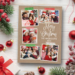 Fun Calligraphy Kraft Merry Christmas Craft Tape Postcard<br><div class="desc">Modern Fun Calligraphy Script Merry Christmas Kraft 5 Photo Collage with Craft Tape Holiday Postcard.</div>
