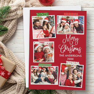 Fun Calligraphy Merry Christmas Craft Tape Red Holiday Card