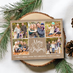 Fun Calligraphy Rustic Kraft 5 Photo Christmas Postcard<br><div class="desc">Modern Fun Calligraphy Script Rustic Kraft Merry Christmas 5 Photo Collage Holiday Postcard</div>