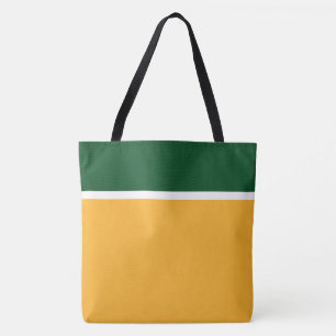 Fun Camp Green White Top Stripes On Golden Orange Tote Bag