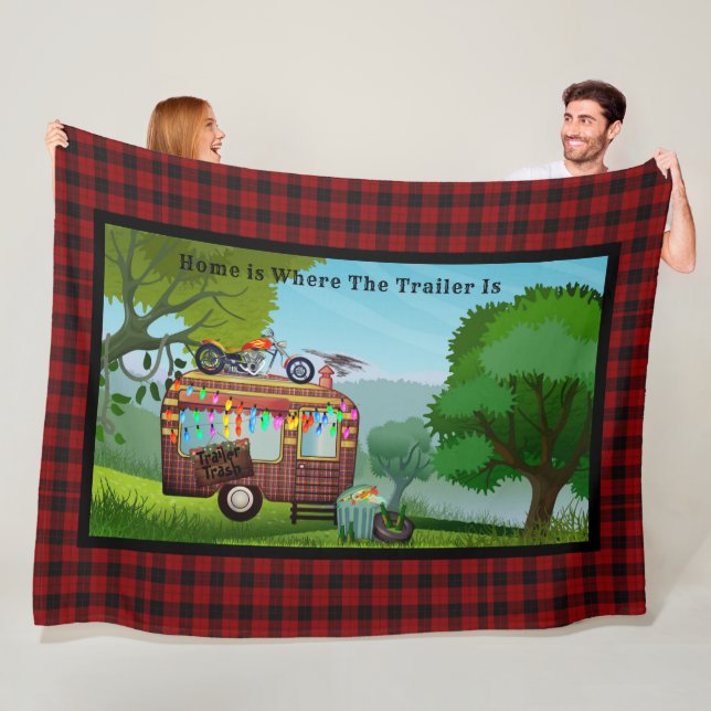 Fun Camper Trailer Trash Welcome Mat Home Is Where Fleece Blanket (In Situ)
