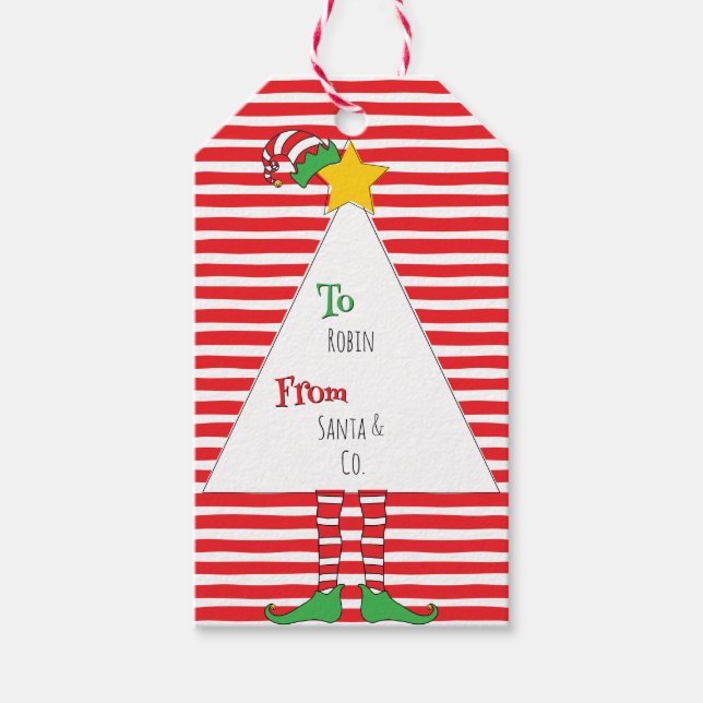 Fun Candy Camouflage Elf  Gift Tags (Front)