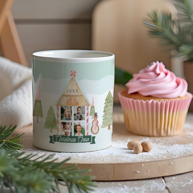 Fun Candy Gingerbread House Christmas Crew 4 Photo Coffee Mug (Fun Candy Gingerbread House Christmas Crew 4 Photo Coffee Mug)