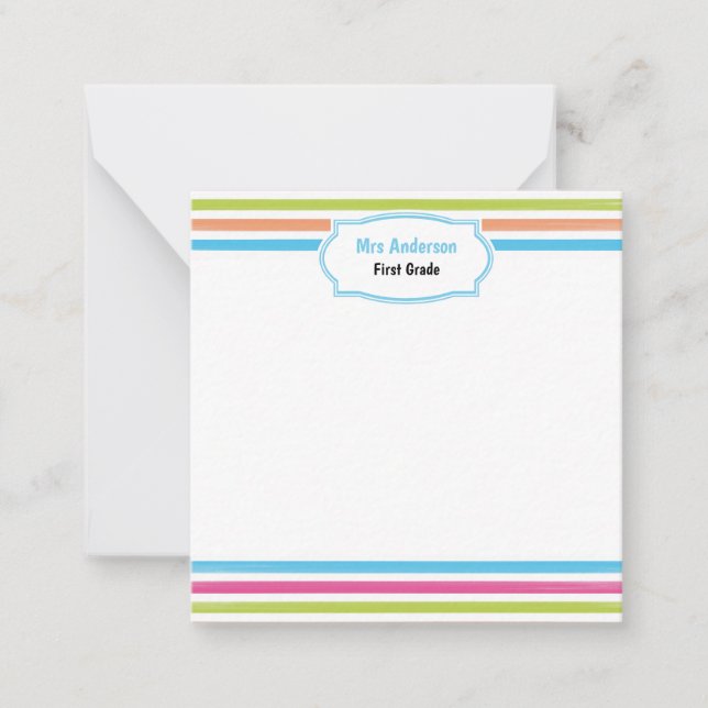 Fun Candy Stripe Teacher   Card (Front)
