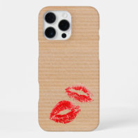 Fun Cardboard Box Texture Red Lipstick Kiss Print