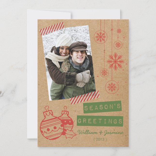 Fun Cardboard Candy Tape Holiday Flat Card (Front)