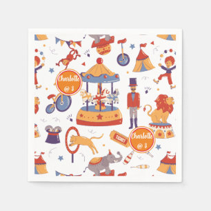 Fun Carnival Kids' Birthday Circus Pattern Clown Napkin