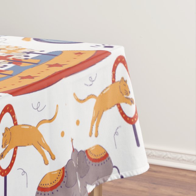 Fun Carnival Kids' Birthday Circus Pattern Clown Tablecloth (In Situ)