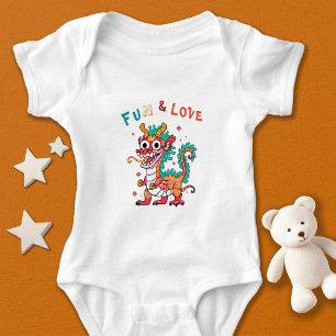 Fun Carton Dragon Chinese New Year Fu Kids Gift Ba Baby Bodysuit